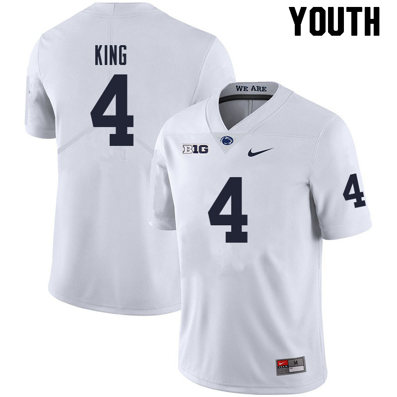 NCAA Nike Youth Penn State Nittany Lions Kalen King #4 College Football Authentic White Stitched Jersey OEL7898OF